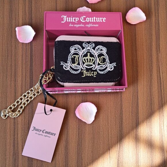 Juicy Couture Lovers Club Square Zip Wallet Black & Pink NWT - Picture 3 of 10
